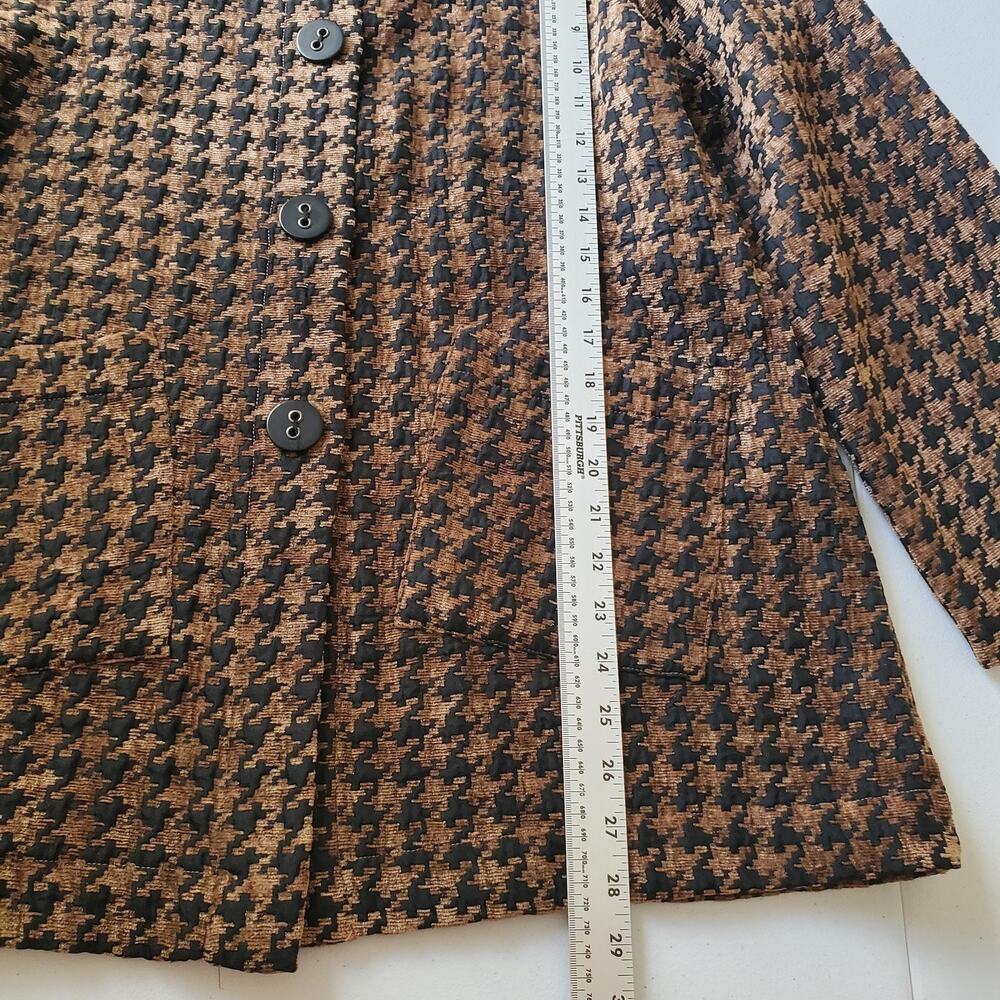 Habitat Jacket Womens Medium Brown Houndstooth Tweed Button Front Collared USA - Picture 7 of 9